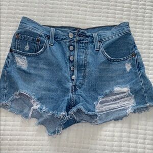 Levi's Blue Distressed Jean Shorts